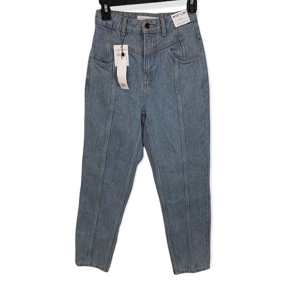 Topshop Yoke Bleach Mom Jeans high waisted tapered‎ leg size 25 NWT - Picture 7 of 7